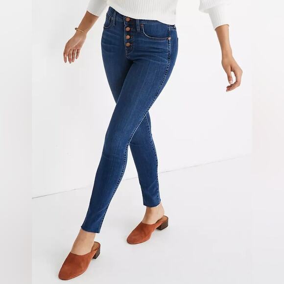 Madewell 10" High Rise Skinny Jeans Button Fly Raw Hem 27 - Picture 13 of 13